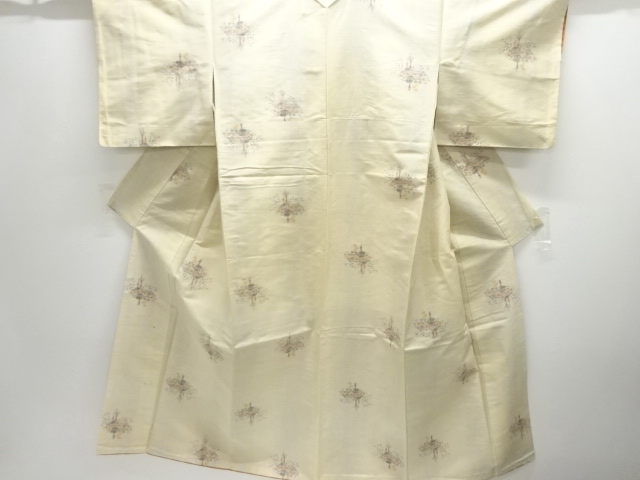 JAPANESE KIMONO / TSUMUGI / WOVEN FLOWER BASKET